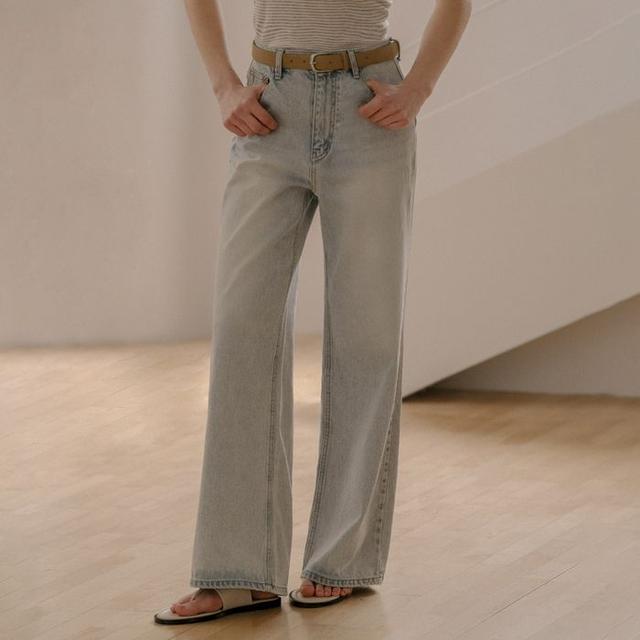 Loose fit snow denim pants KNSS04PT03_Light Blue
