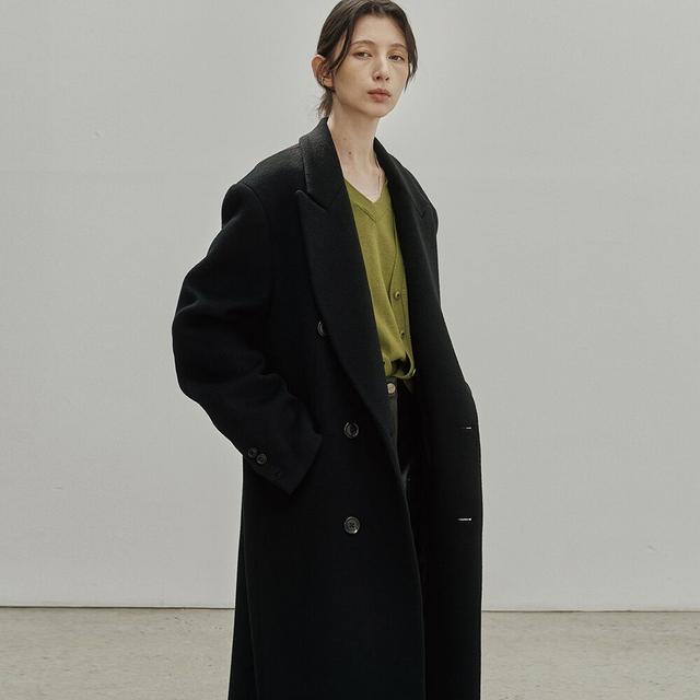 캐시미어 더블 브레스티드 코트 (블랙)