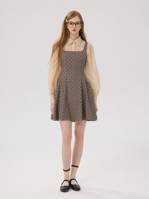 체크 도트 미니원피스