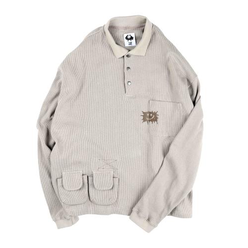 크래커 몬스터 멀티포켓 와플 티셔츠 [베이지]