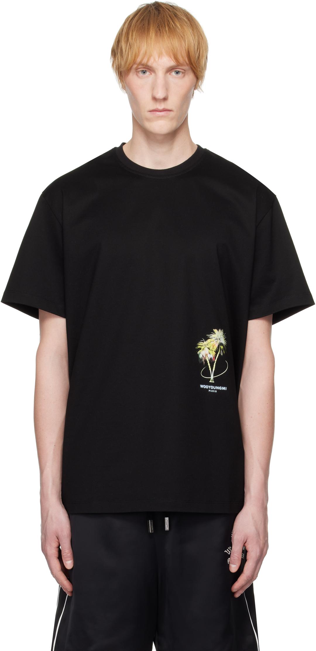 블랙 팜 트리 그래픽 티셔츠