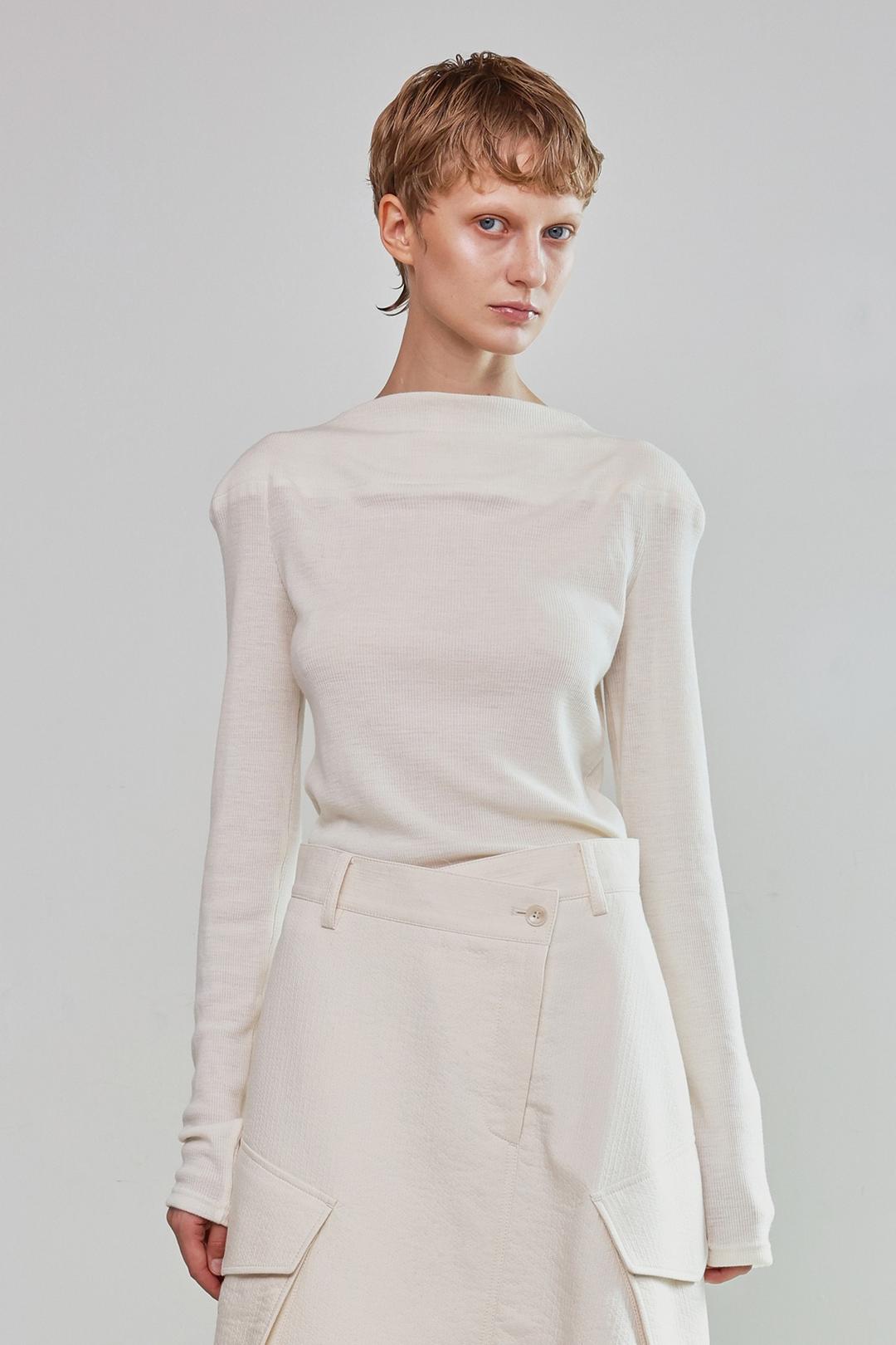 York Cut Ribbed Wool T-Shirt _ Ivory