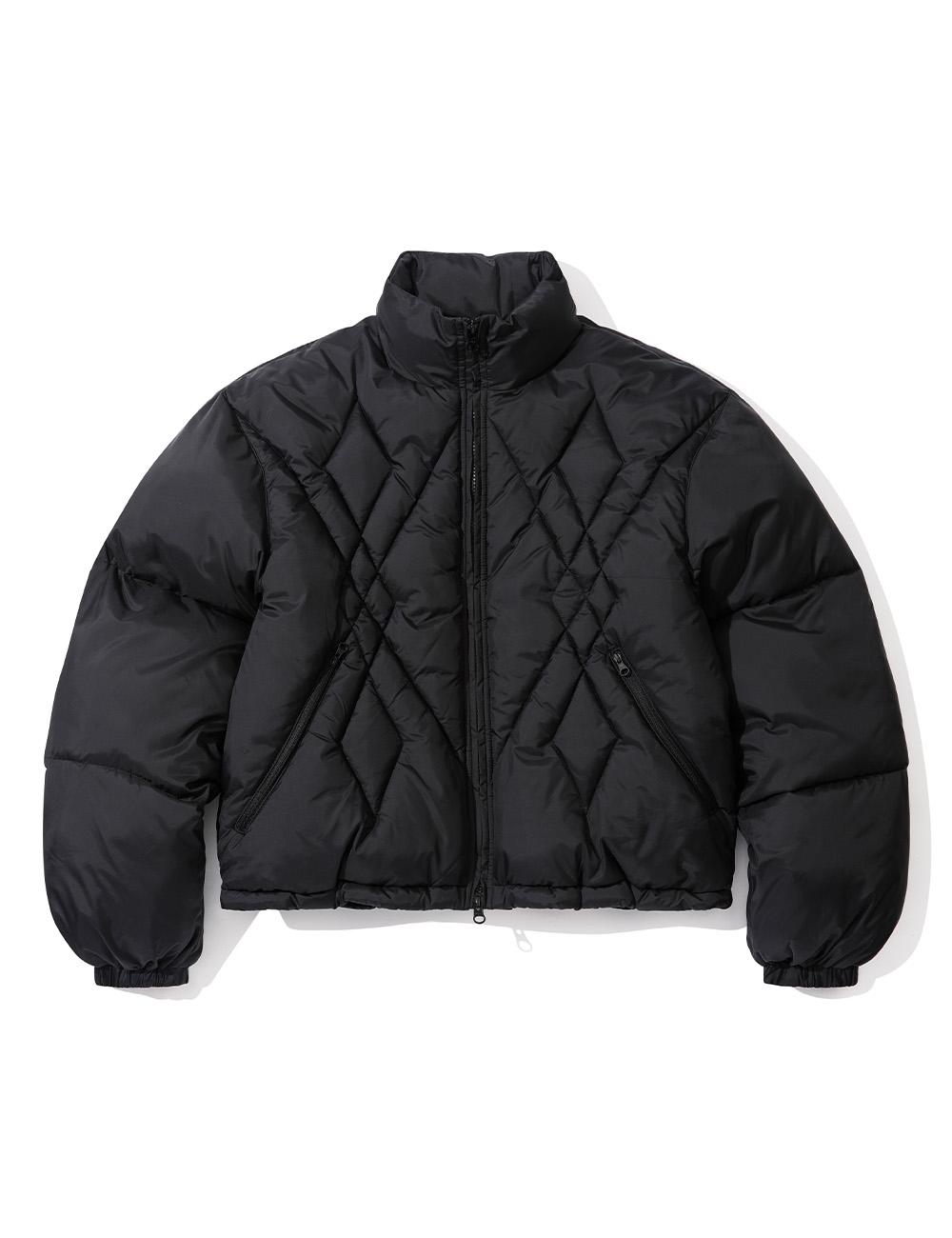 [BLACK WEEK]W. 아가일 체크 퀼팅 크롭 패딩 점퍼 [BLACK]_SEWJP001BLACK