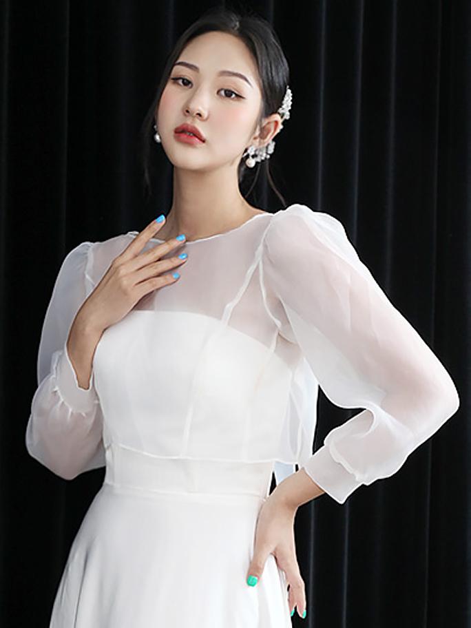 망사 퍼프 웨딩 볼레로 (44-99 리본) 셀프스몰웨딩 빅사이즈