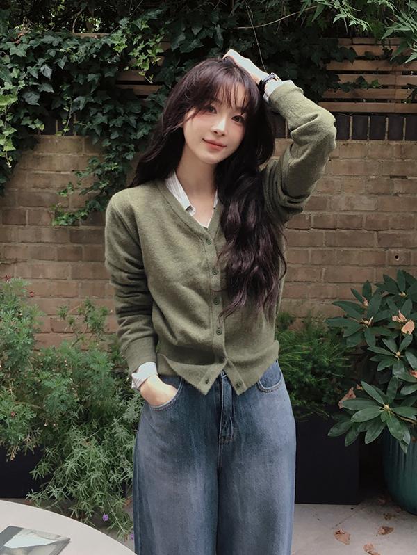 슬로우앤드 [🍂필수가디건/오늘드림🚚] made. 탄탄핏 단작디테일 브이가디건 - 4 color