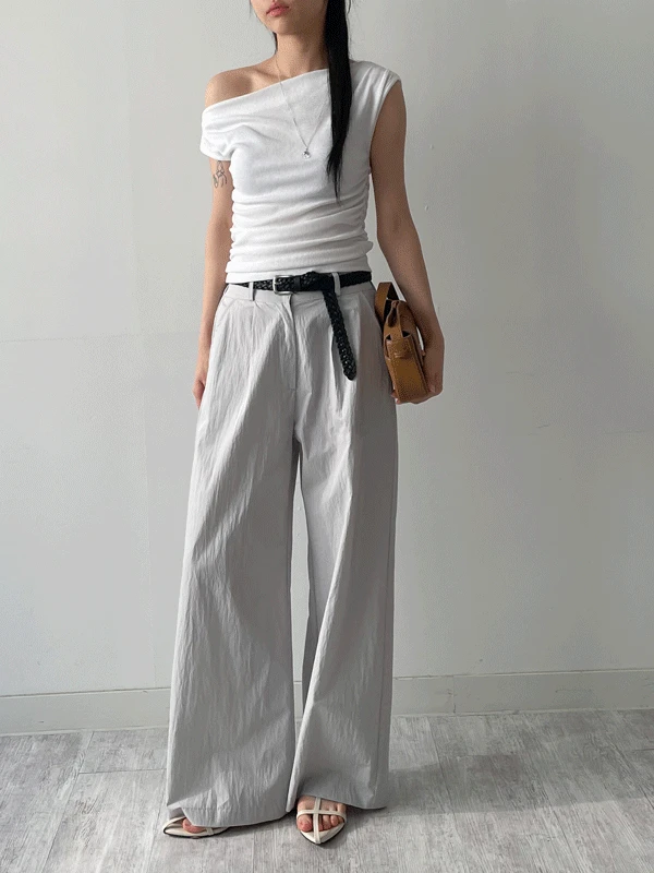 [바스락!/여름데일리] 네티 나일론 와이드 팬츠 (2C)