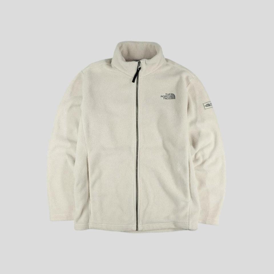 노스페이스 화이트 그레이로고 퍼지 플리스 후리스 자켓 XL