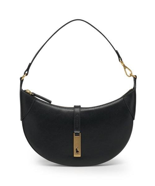 W 폴로 ID 카프스킨 미디 숄더백 - 블랙