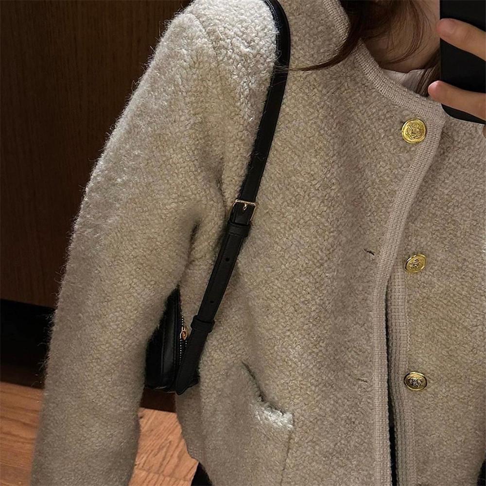 [플레인에떼]UM 언앤써드 미스테리 시어링 가디건 니트자켓 골드버튼