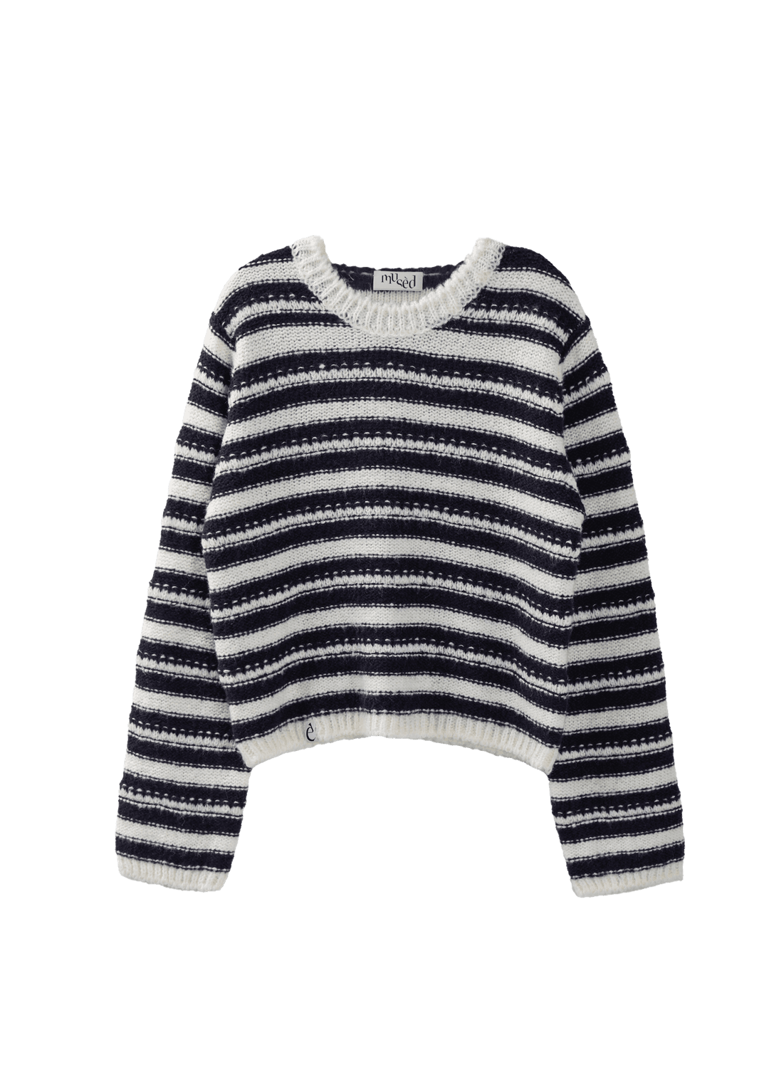 Mused Textured Stripe Knit Pullover - Ivory/Navy