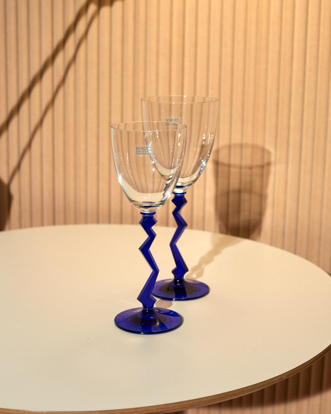 Cobalt Blue Zig Zag Stem Wine Glass (medium/large)