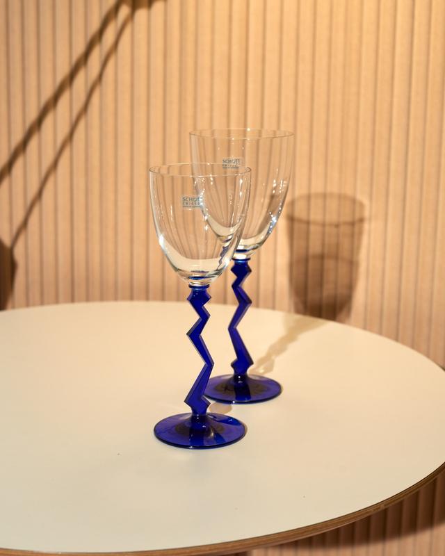 Cobalt Blue Zig Zag Stem Wine Glass (medium/large)