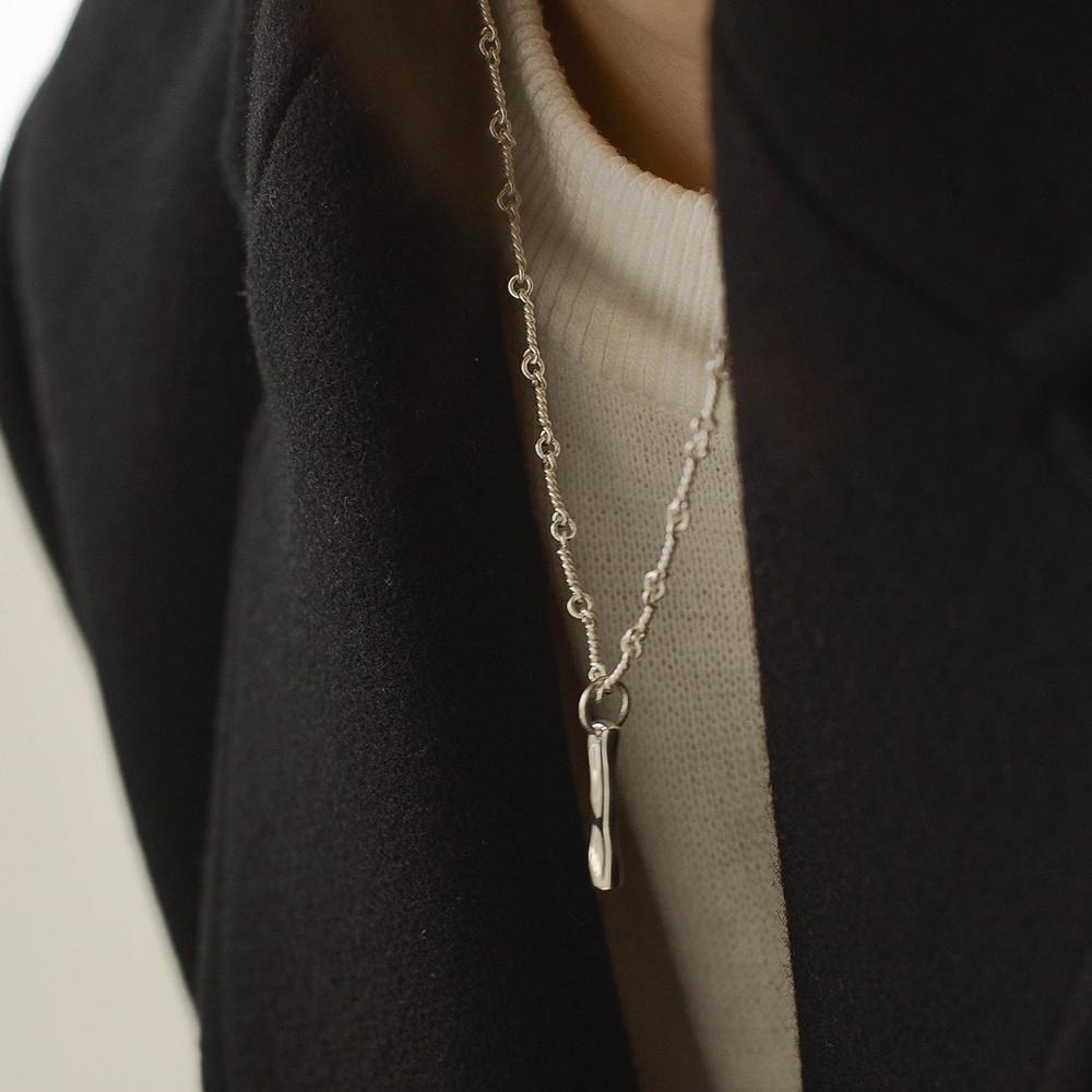 레트로핑거 로프체인 스틱바목걸이 빈티지 실버체인목걸이