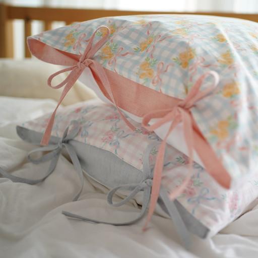 리본 앤 로즈 베개커버 2개 set