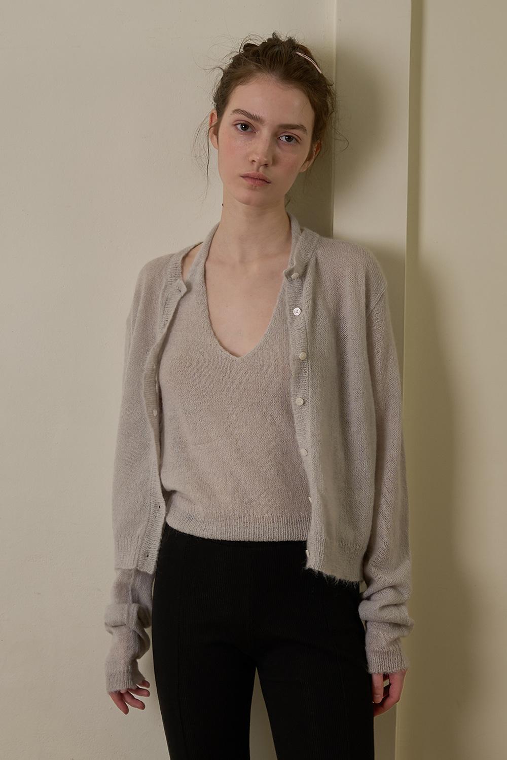 Spring soft cardigan set_mute gray