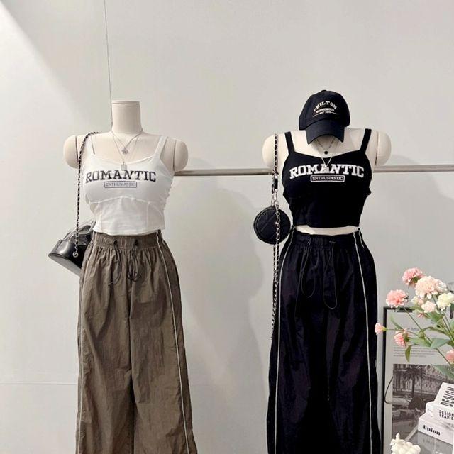 [힙~스트릿!/브라캡내장!] 여름 로맨틱 레터링 배색 크롭 브이넥 밴딩 레이어드 이너 나시 티셔츠 튜브탑 탱크탑 브라탑 브라렛 [2color]_이프유마인