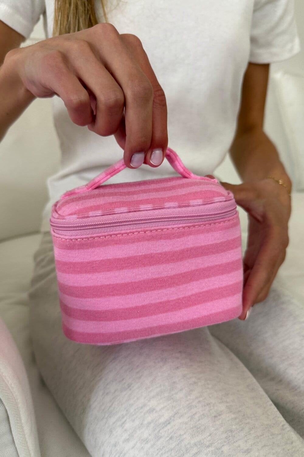 Stripes Makeup Bag - Bubblegum Pink and Pink Stripes