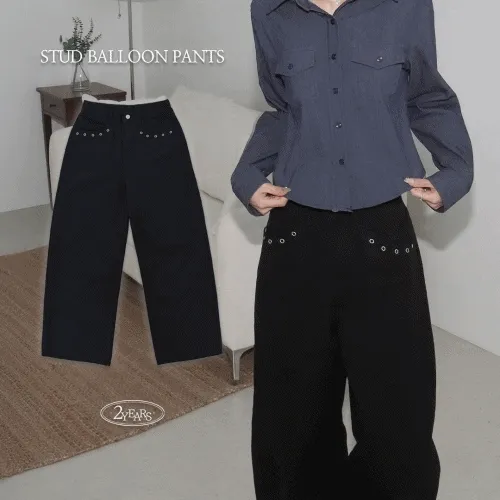 [MD pick🖤] 스터드 포인트 아일렛 코튼 벌룬 팬츠