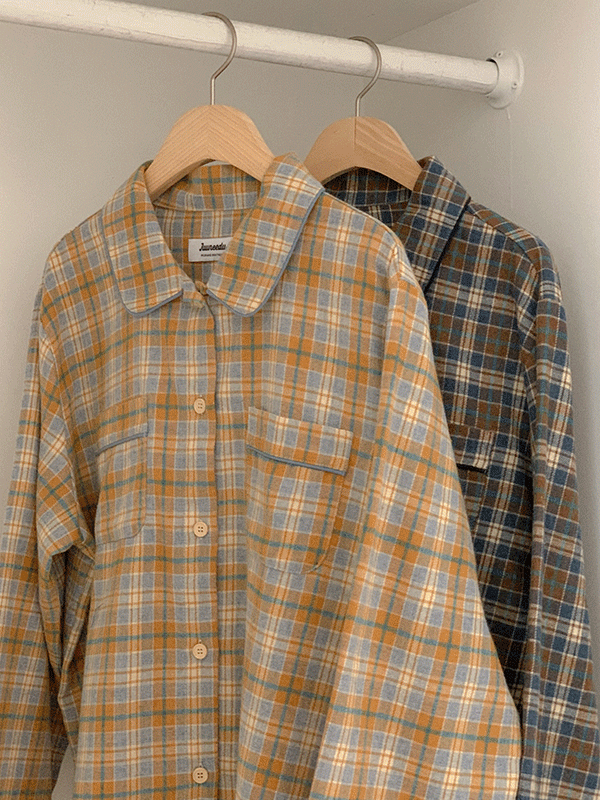 J'eu 페이드 체크 커플 파자마세트 2color