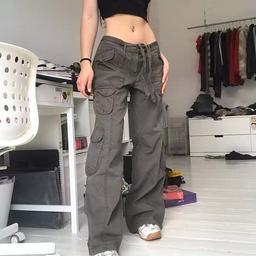 카키 로우웨스트 벨트 카고팬츠