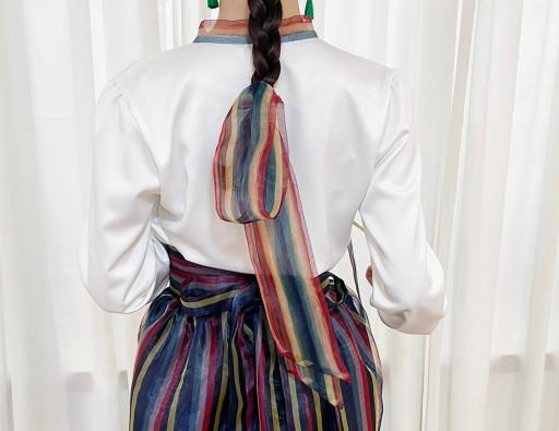 색동 오간자 스카프&댕기