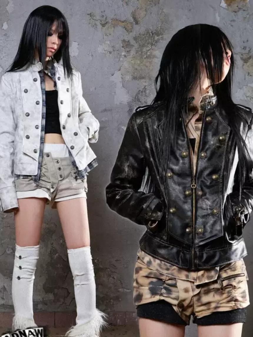 ARIADNAw Heavy Duty Worn Leather Jacket