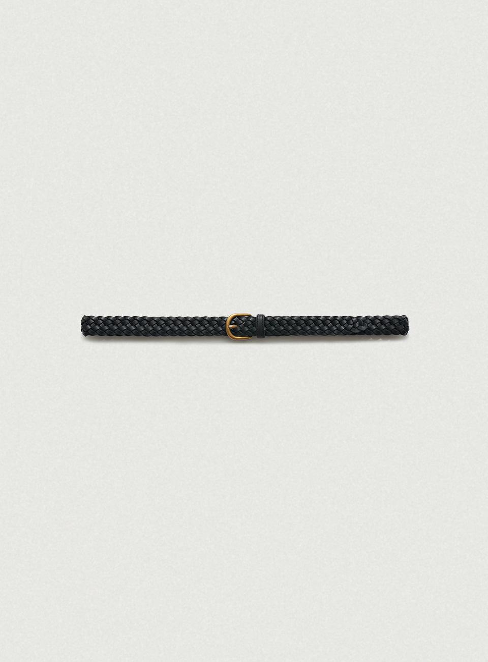 Slim Leather Twist Belt_Black