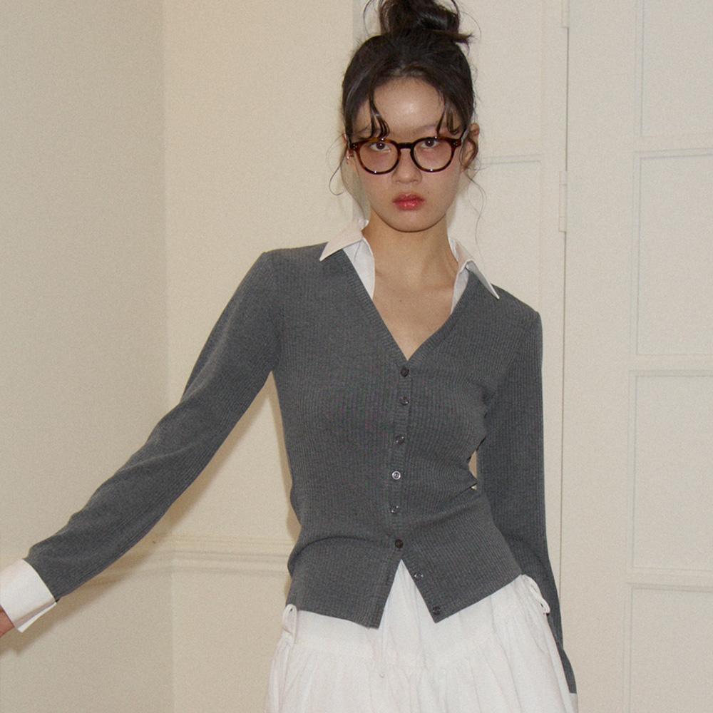 [살롱드욘]Shirt Detail Cardigan_ Gray[24SSYOHN28]