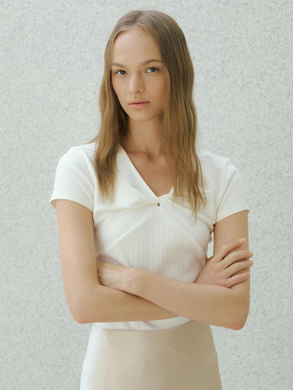RIBBED TWIST T-SHIRTS_2COLOR