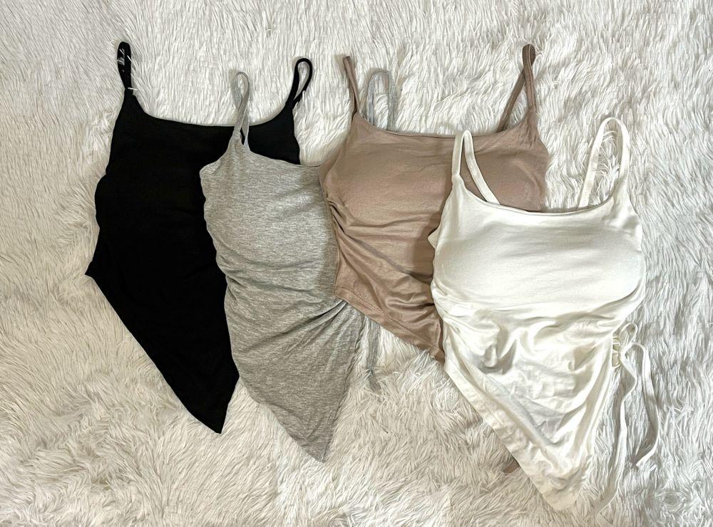 아무르 [캡내장] 사선 스트링 나시 셔링 민소매 끈나시 탑