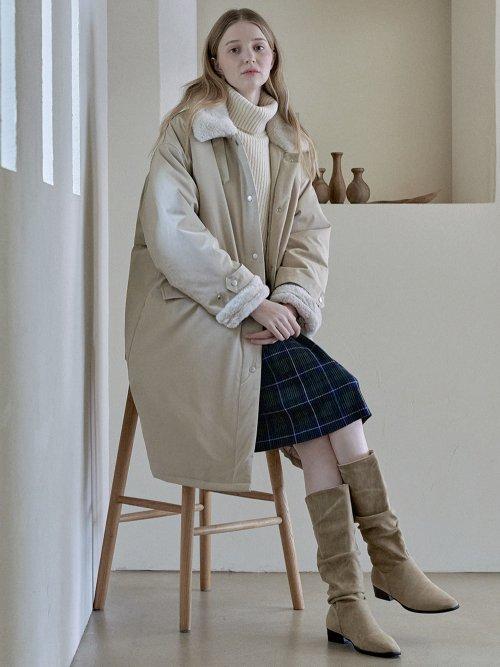 Safari Fur Long Padding Jumper - BEIGE