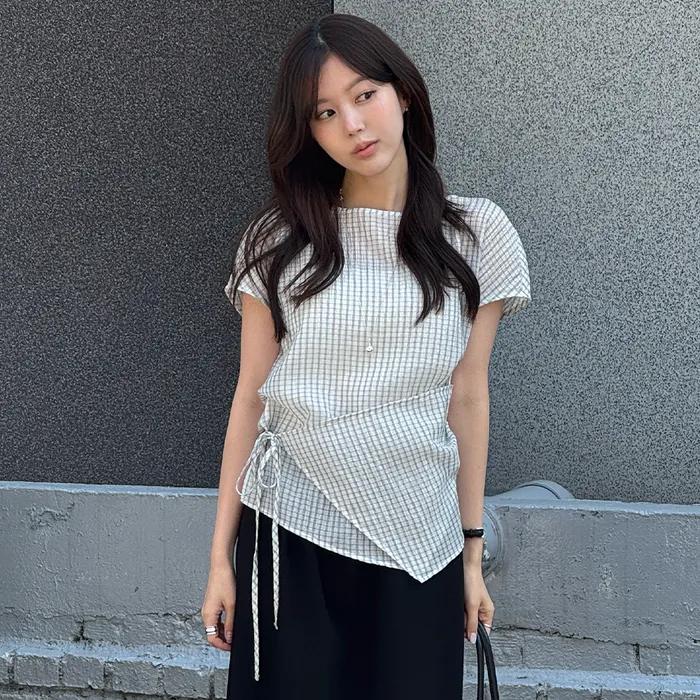 [주미니 Pick] Raglan wrap detail blouse [TISU06BL08]_Ivory