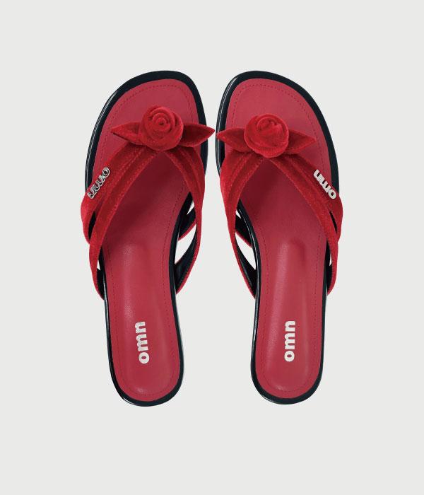 omn rose velvet sandal [red]