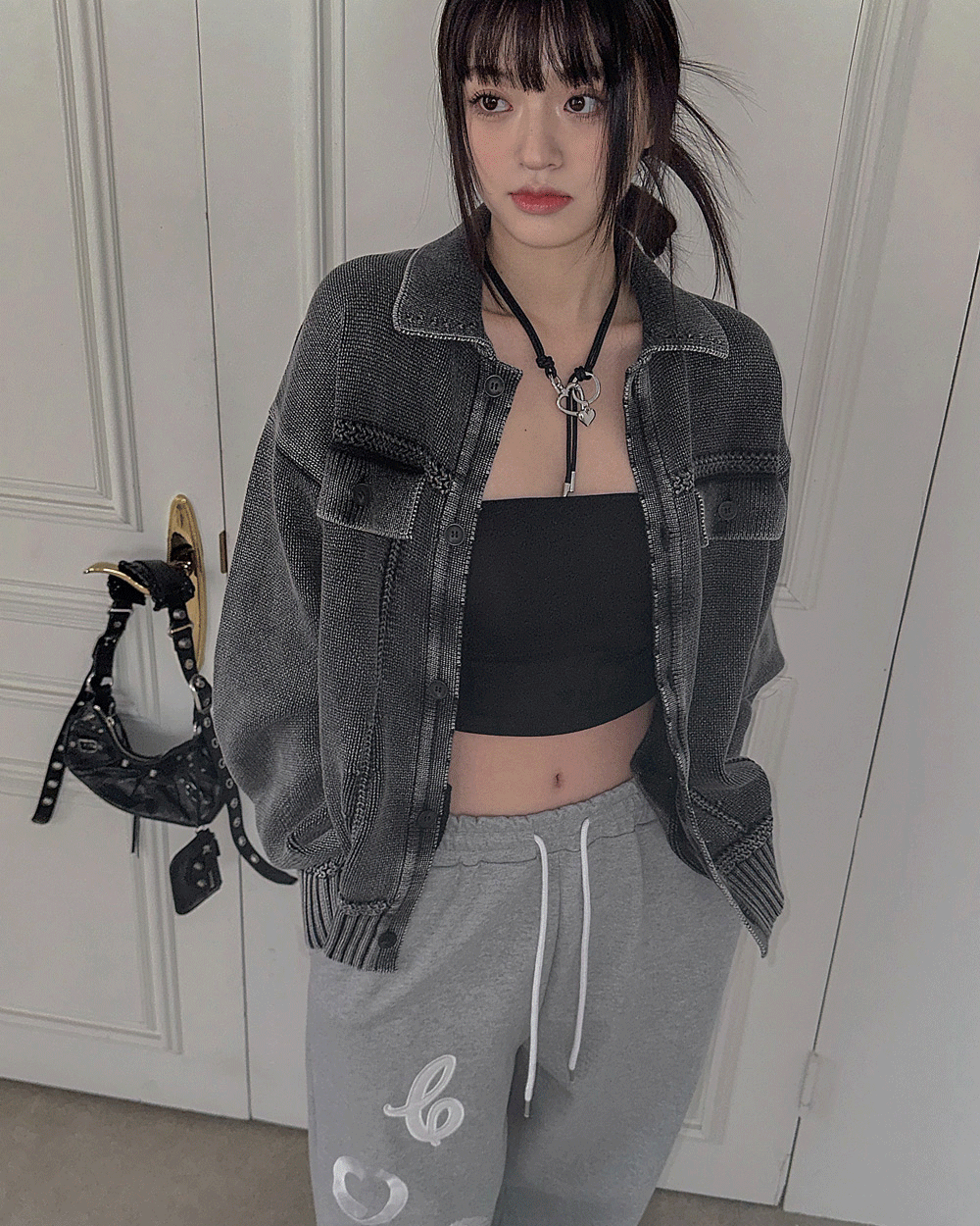 [PRE-ORDER10%] 온리원 워싱 니트 트러커 자켓