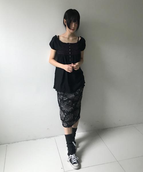 (Vintage)Black Flower Skirt