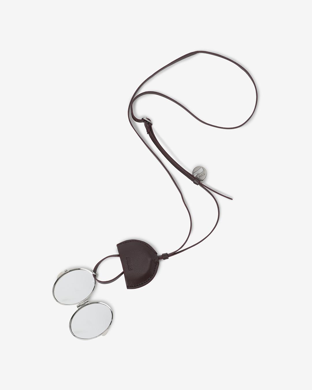 FAKE LEATHER MIRROR NECKLACE_WINE