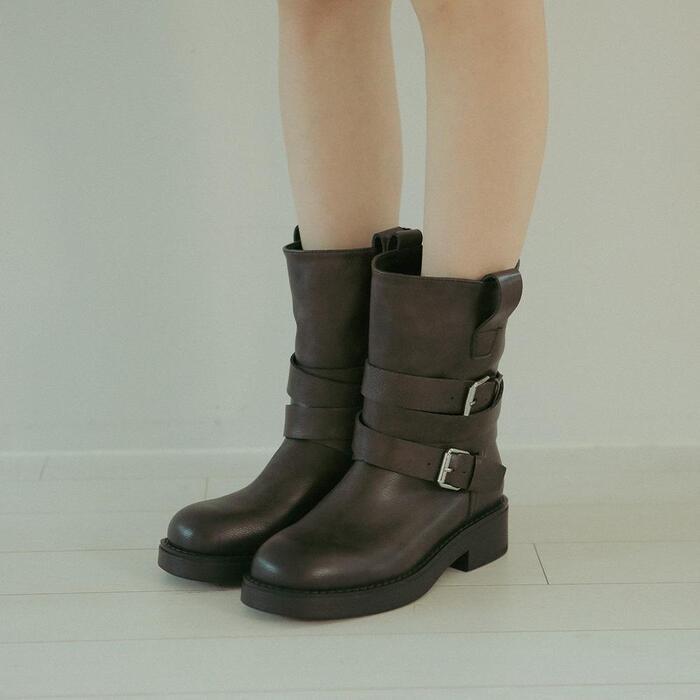 ljh1028 belted middle boots _ 2colors