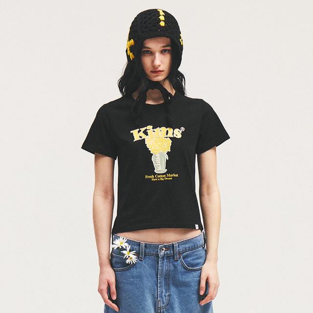 (Unisex) Popcorn Flower Tee Black