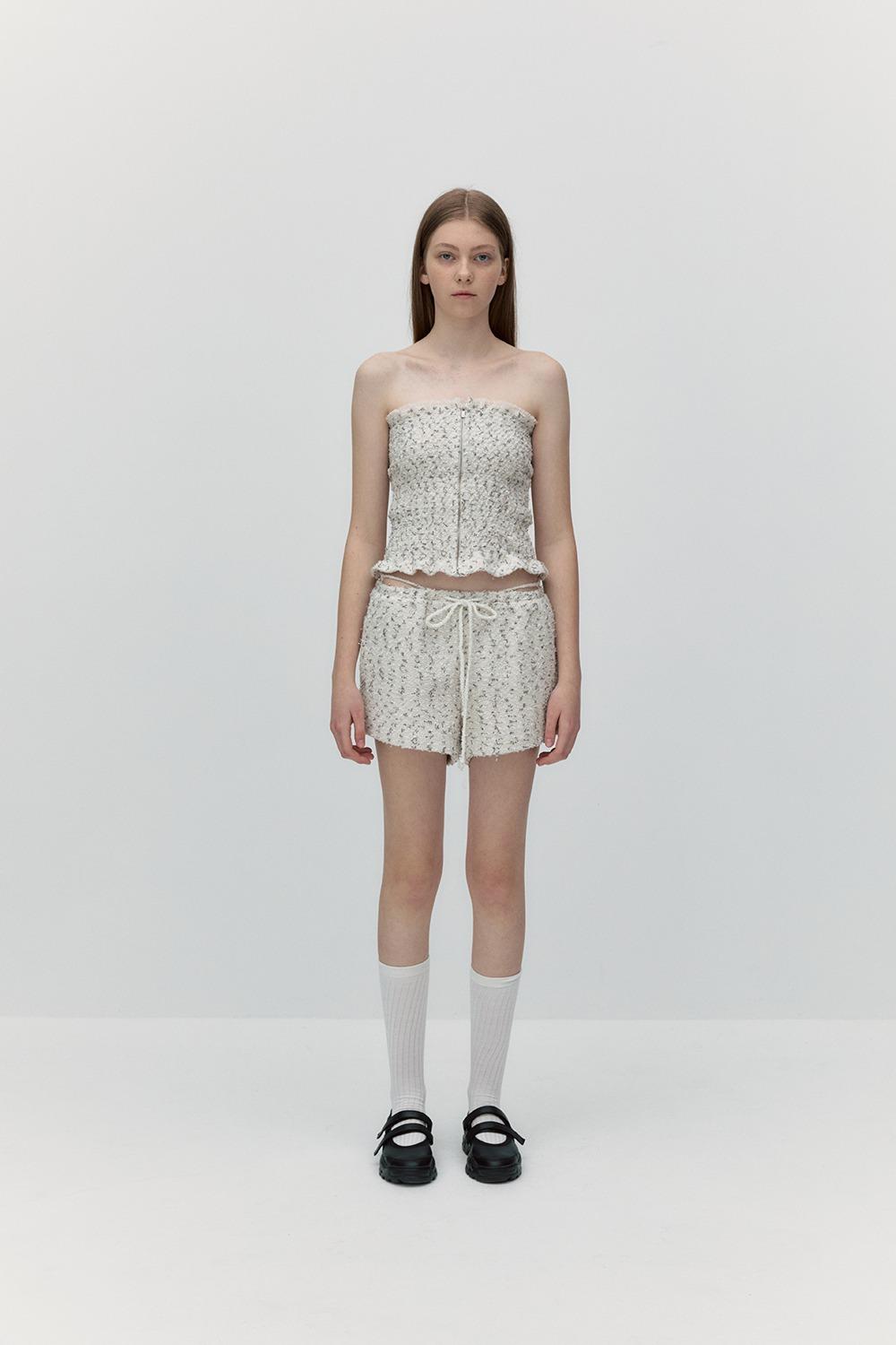 RIBBON TWEED STRING SHORT PANTS [WHITE]