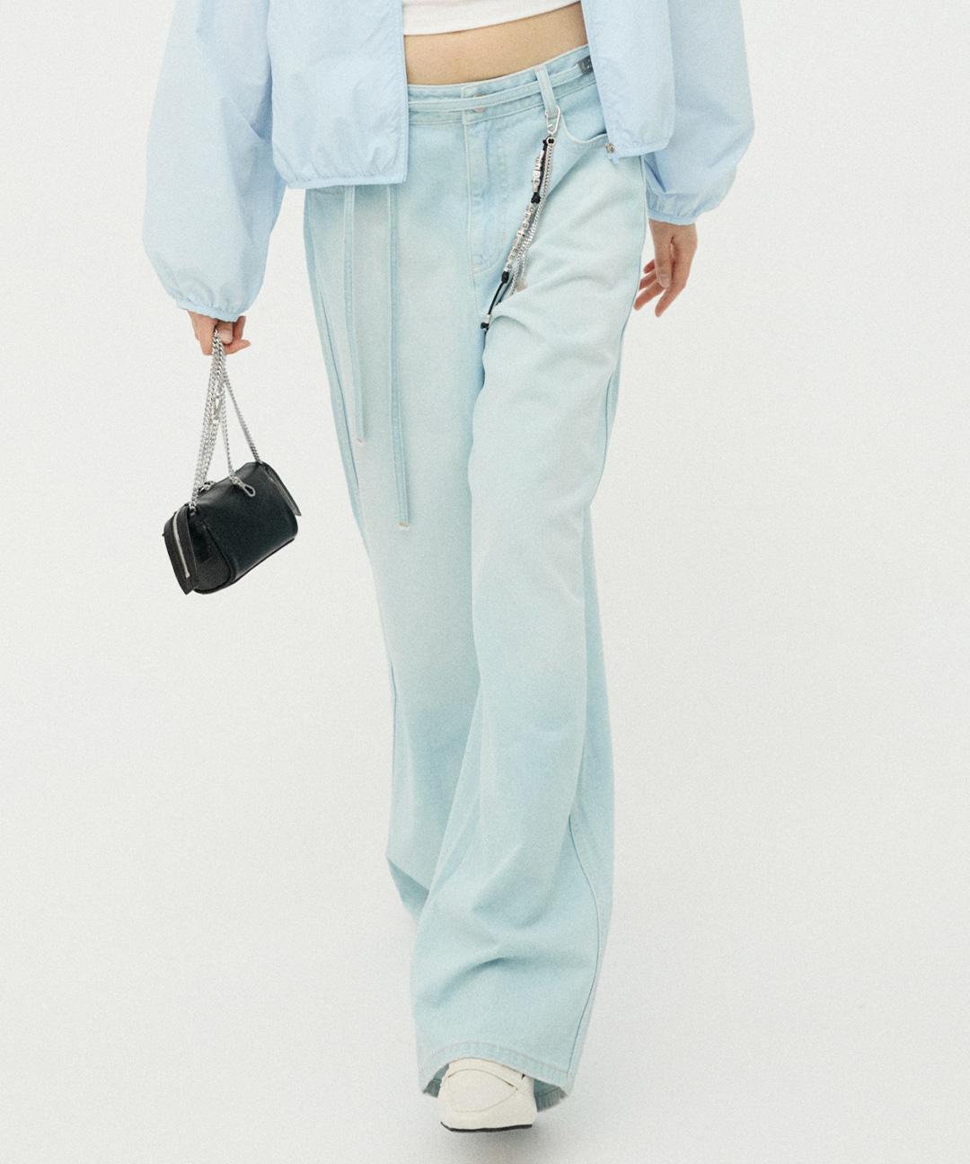 오아이오아이컬렉션 우먼즈 벨티드 와이드 데님 팬츠 [ICE BLUE]