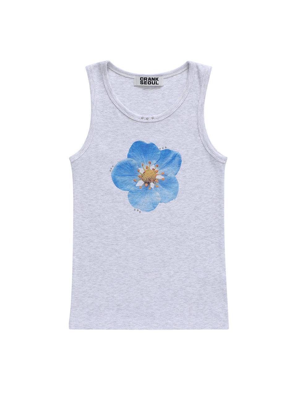 FLOWER STUD SLEEVELESS_MELANGE GREY