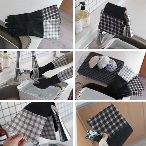 블랙 고무장갑 (체크)