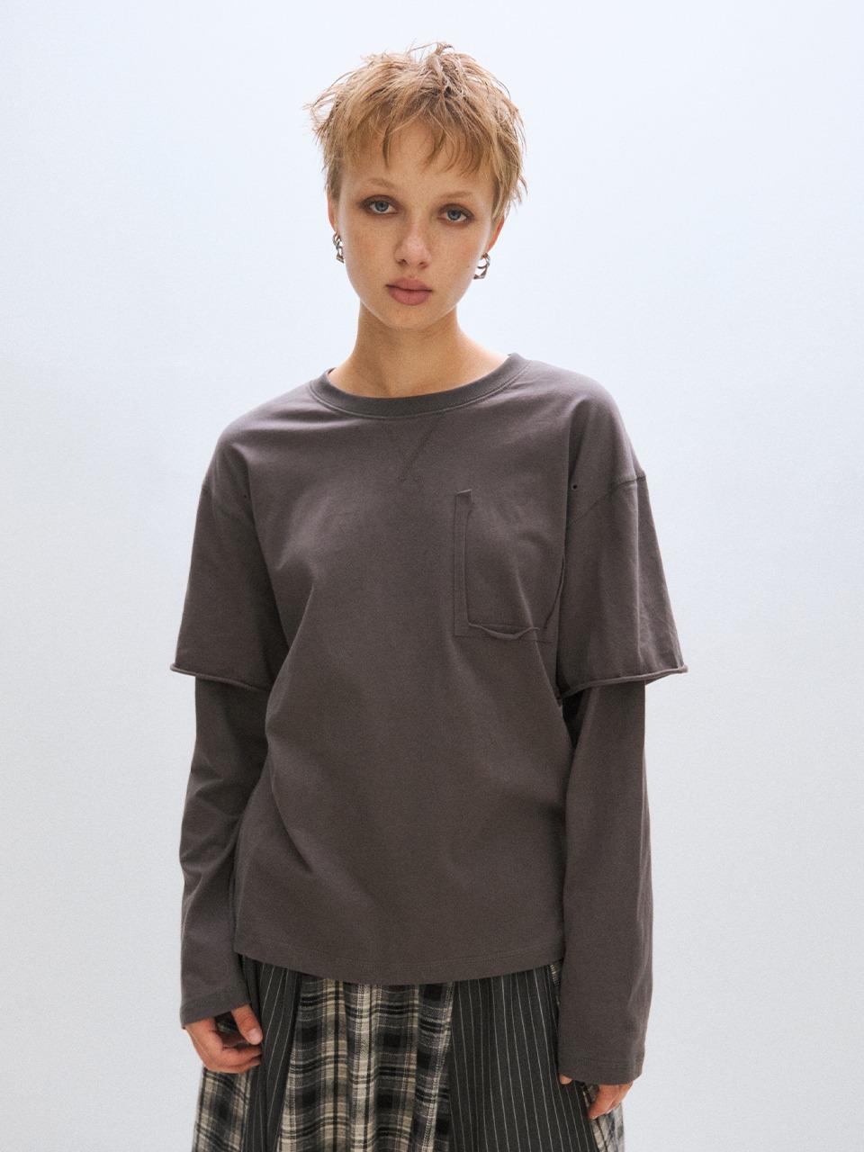 [PLZPROJECT]LAYERED LONG SLEEVE, CHARCOAL