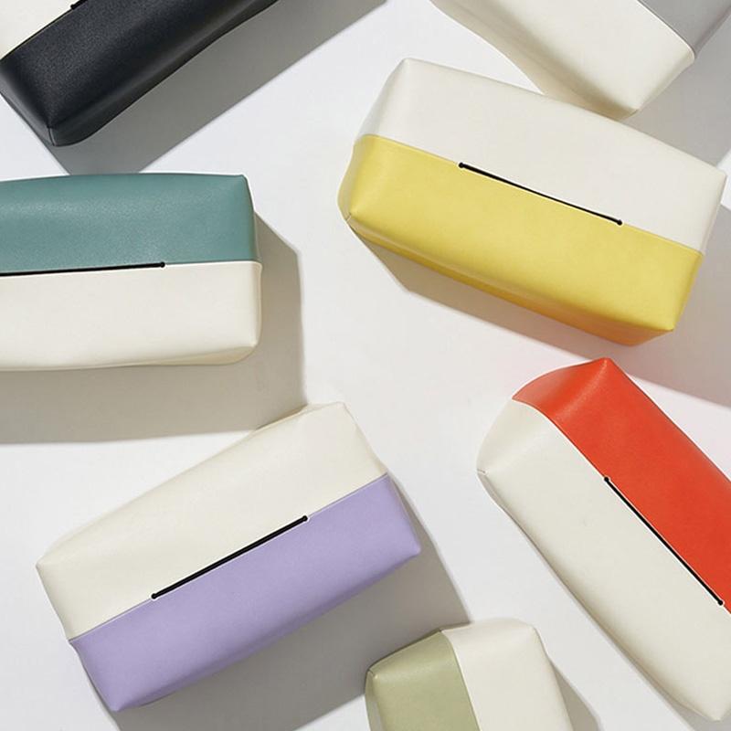 르엔미 투톤 가죽 티슈케이스