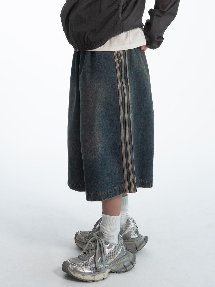 hold track bermuda denim pants (2c)