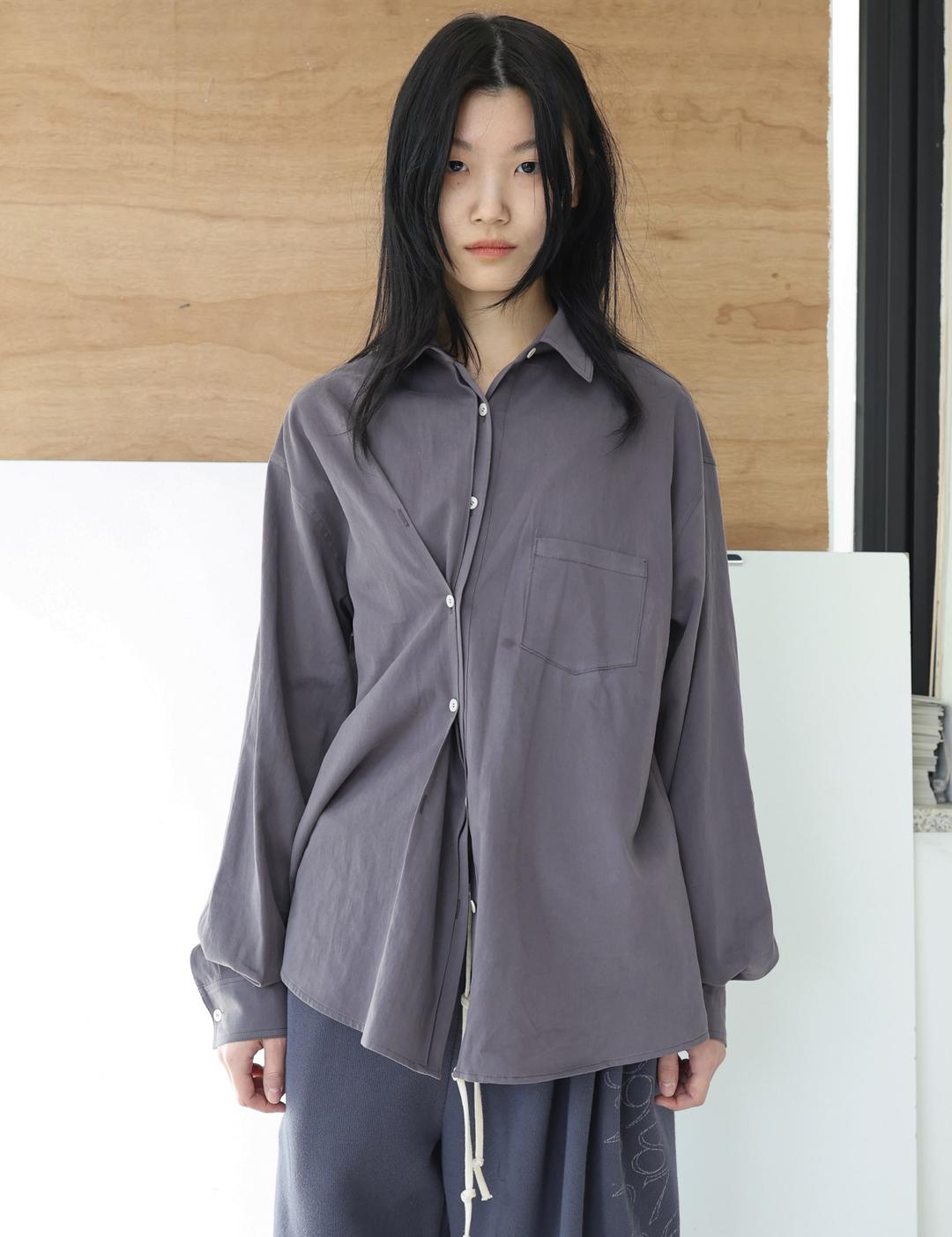 Half hidden placket shirts (chocolate)