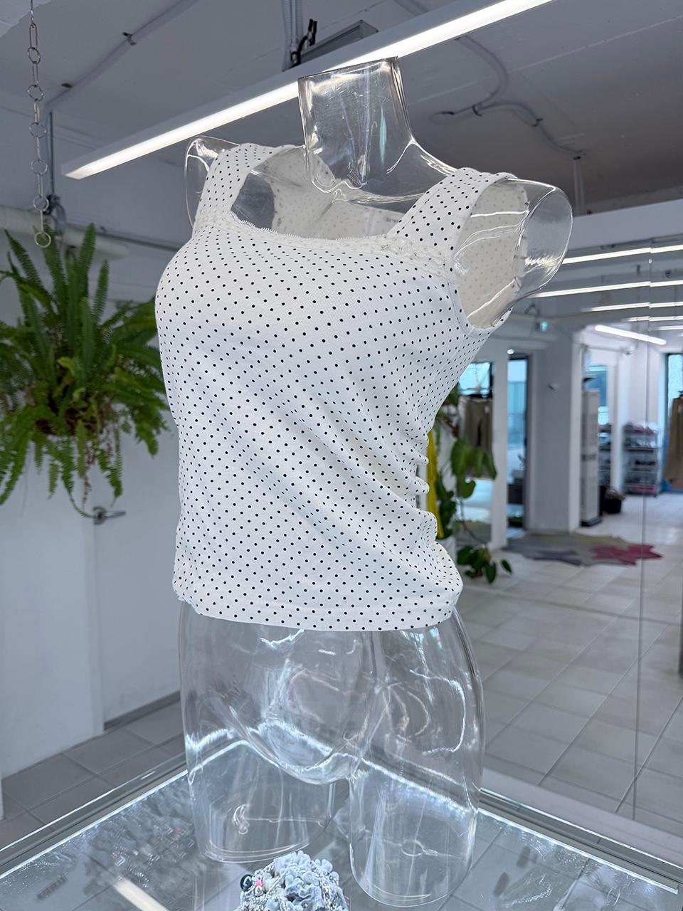 dots lace trim sleeveless