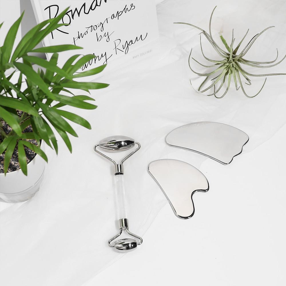 스테인리스 괄사 페이스 바디 림프 순환 마사지기 롤러