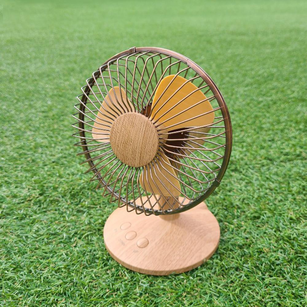 REMAX 우드선풍기 USB충전/건전지 캠핑용 탁상용 휴대용 무소음 엔틱 감성캠핑소품
