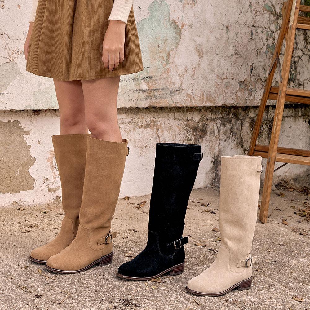 Aria Cowhide Suede Long Boots(3Colors)_B2342